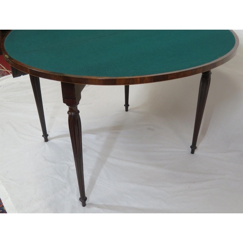 200 - Edwardian inlaid & crossbanded mahogany walnut & satinwood demi lune hall or side table with capstan... 