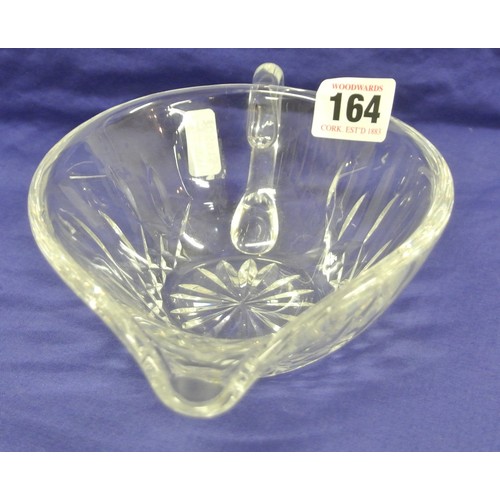 274 - Waterford Crystal cut glass sauce boat with shaped handle