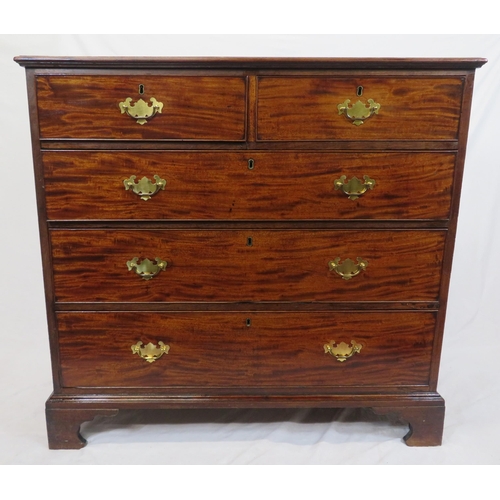 285 - Edwardian mahogany chest of two short & three long drawers, with brass drop handles & back plates, o... 