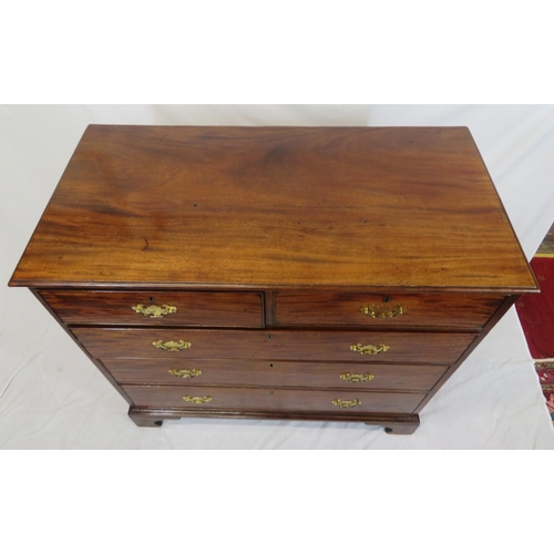 285 - Edwardian mahogany chest of two short & three long drawers, with brass drop handles & back plates, o... 