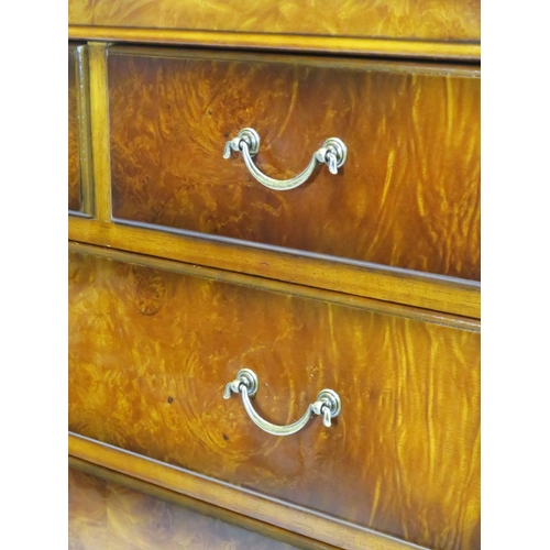 100 - Edwardian style tallboy chest of two short & six long drawers with brass drop handles, on bracket fe... 