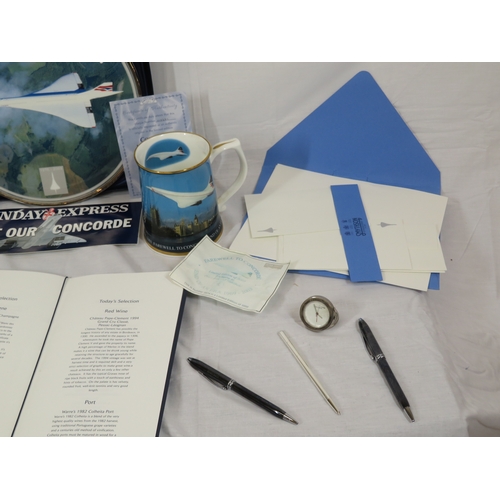 108 - Lot of British Airways 'Concorde, Legend of the Sky' commemorative plate, mug & ephemera