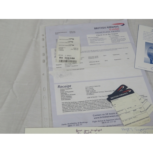 108 - Lot of British Airways 'Concorde, Legend of the Sky' commemorative plate, mug & ephemera