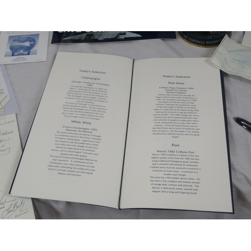 108 - Lot of British Airways 'Concorde, Legend of the Sky' commemorative plate, mug & ephemera