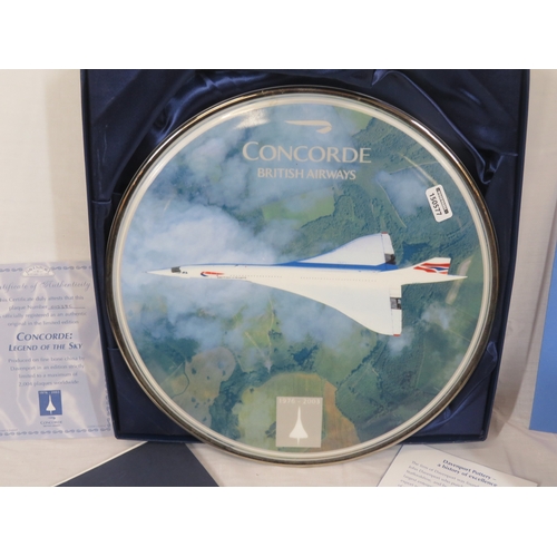 108 - Lot of British Airways 'Concorde, Legend of the Sky' commemorative plate, mug & ephemera