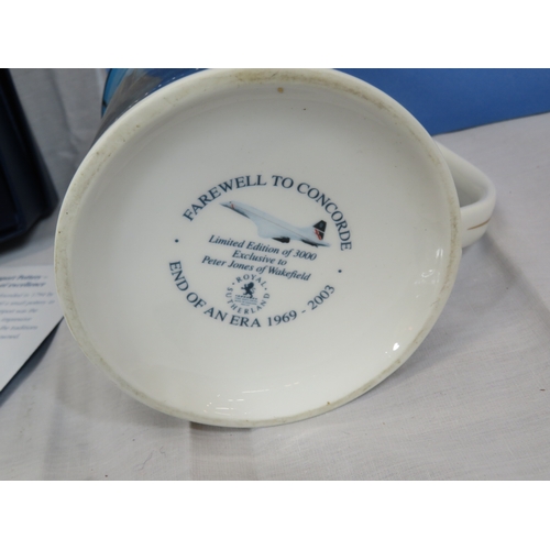 108 - Lot of British Airways 'Concorde, Legend of the Sky' commemorative plate, mug & ephemera