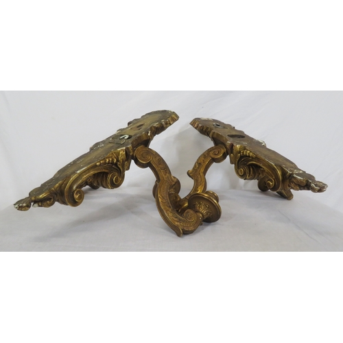 112 - Pair of French style carved sconces with scroll & shell decoration