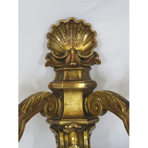 112 - Pair of French style carved sconces with scroll & shell decoration