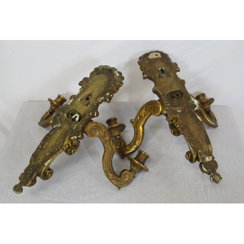 112 - Pair of French style carved sconces with scroll & shell decoration