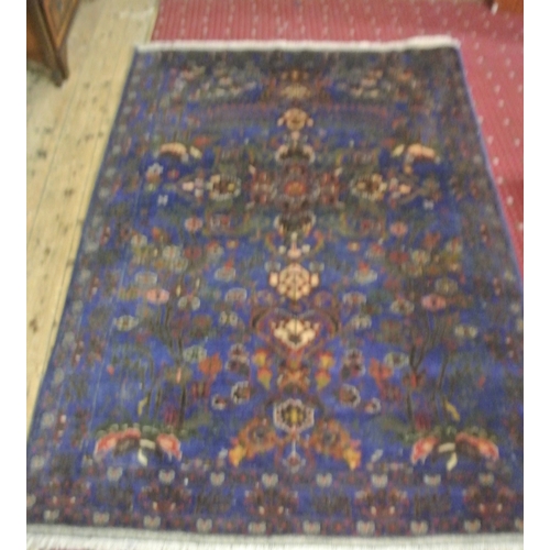 117 - Blue ground hand woven Afghan Baluch nomadic rug with unique all over floral pattern, wool like silk... 