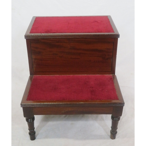 119 - Edwardian mahogany inlaid library steps with reeded borders & turned legs