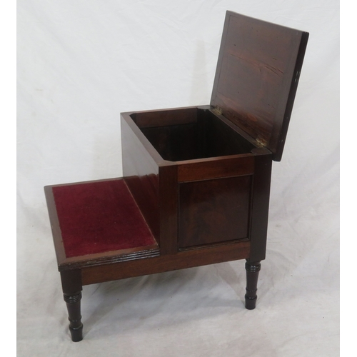 119 - Edwardian mahogany inlaid library steps with reeded borders & turned legs