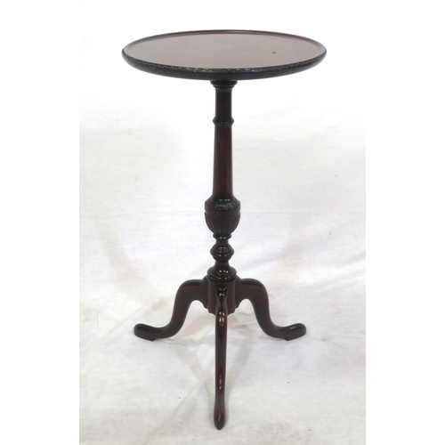 129 - Victorian round lamp or occasional table with raised rim, turned shaped column, on tripod