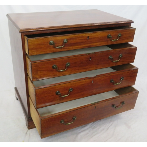 130 - Edwardian mahogany chest of drawers of graduating sizes, with brass drop handles, on bracket feet