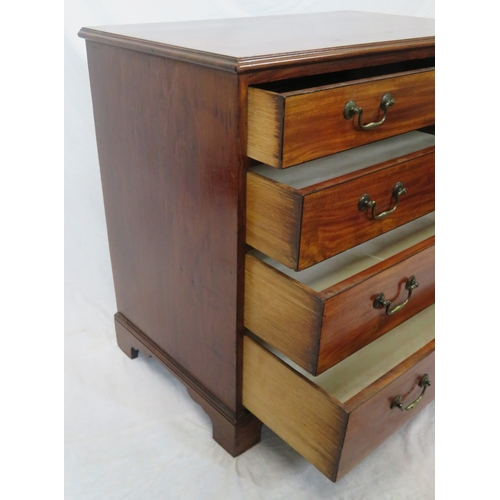 130 - Edwardian mahogany chest of drawers of graduating sizes, with brass drop handles, on bracket feet