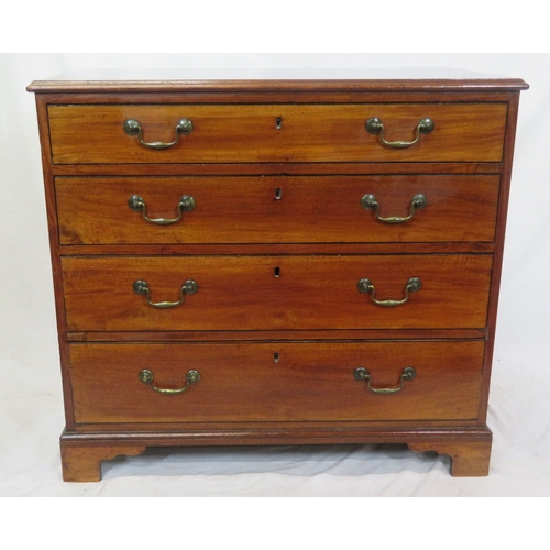 130 - Edwardian mahogany chest of drawers of graduating sizes, with brass drop handles, on bracket feet