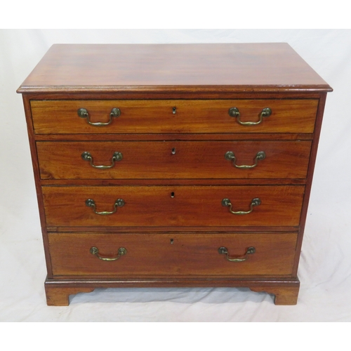 130 - Edwardian mahogany chest of drawers of graduating sizes, with brass drop handles, on bracket feet