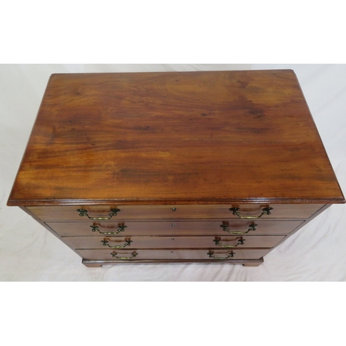 130 - Edwardian mahogany chest of drawers of graduating sizes, with brass drop handles, on bracket feet