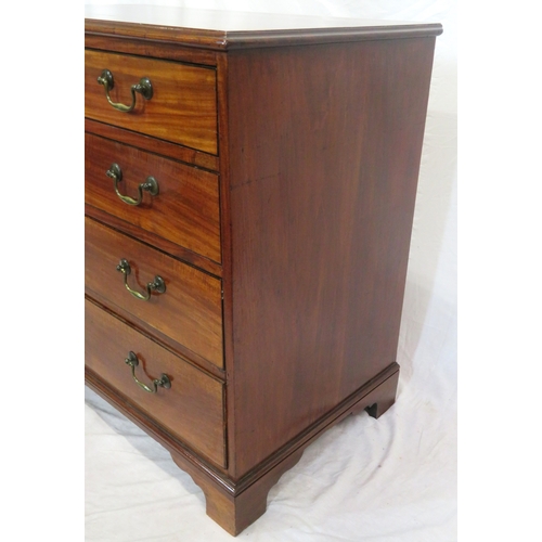 130 - Edwardian mahogany chest of drawers of graduating sizes, with brass drop handles, on bracket feet