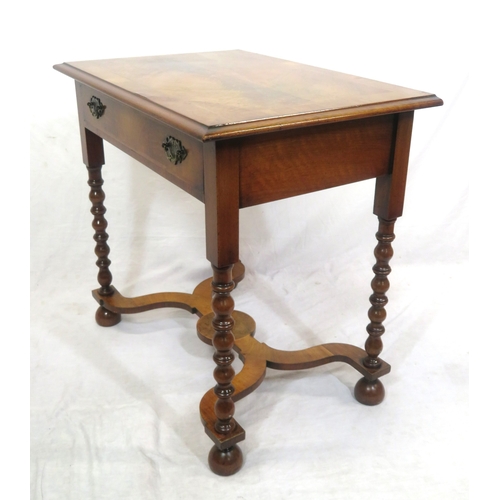 145 - Victorian rosewood & walnut lowboy with herringbone crossbanding, frieze drawer with ornate brass dr... 