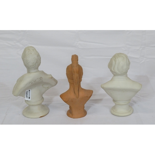 148 - Three porcelain busts of musicians & one general