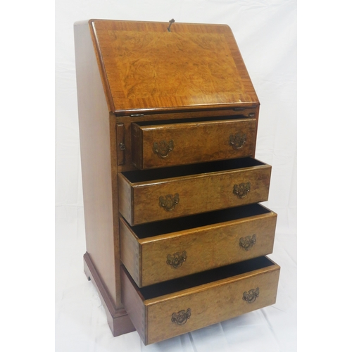 151 - Edwardian mahogany desk with frieze drawer, side drawers, central press with shelved interior, brass... 