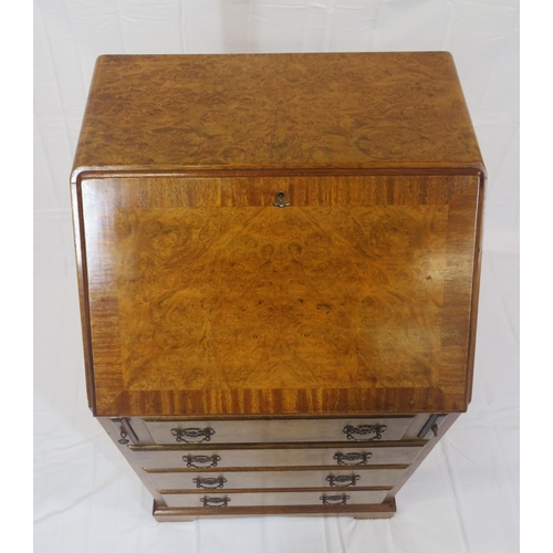 151 - Edwardian mahogany desk with frieze drawer, side drawers, central press with shelved interior, brass... 