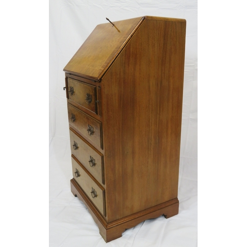 151 - Edwardian mahogany desk with frieze drawer, side drawers, central press with shelved interior, brass... 