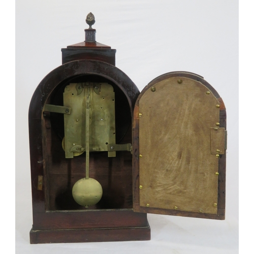 172 - Edwardian inlaid mahogany domed bracket clock with acorn finial, shaped top, circular brass framed d... 