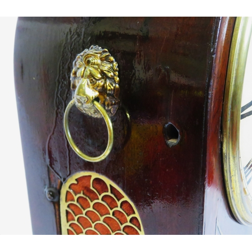 172 - Edwardian inlaid mahogany domed bracket clock with acorn finial, shaped top, circular brass framed d... 