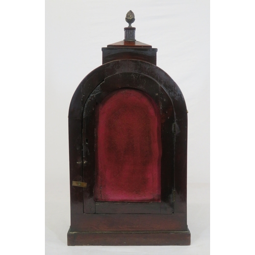 172 - Edwardian inlaid mahogany domed bracket clock with acorn finial, shaped top, circular brass framed d... 