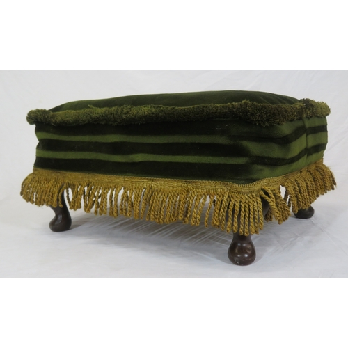 194 - Victorian style upholstered footstool with cabriole legs