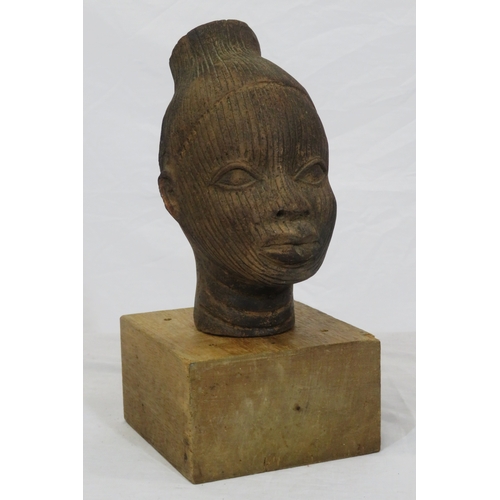 208 - Terracotta African bust on square base