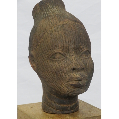 208 - Terracotta African bust on square base