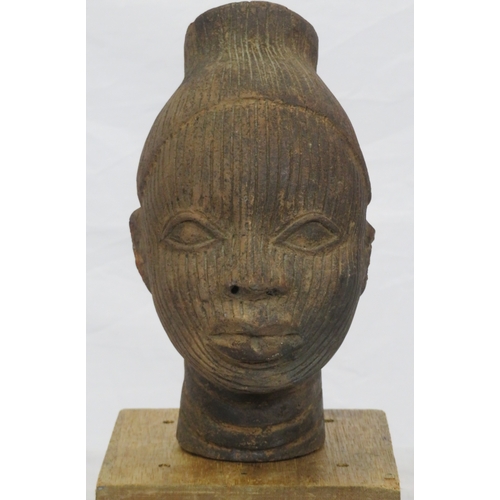 208 - Terracotta African bust on square base