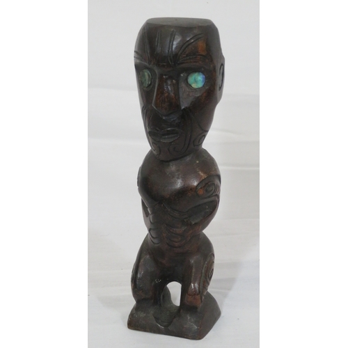 217 - Maori figure, club, & a carved statue