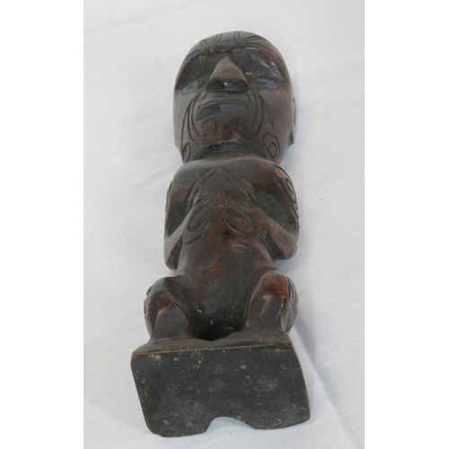 217 - Maori figure, club, & a carved statue