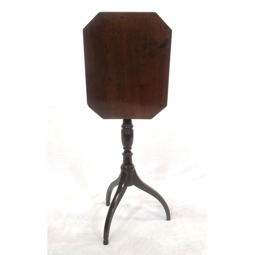 224 - Victorian mahogany hexagonal occasional table with tip-up top, vase turned column, on hipped tripod