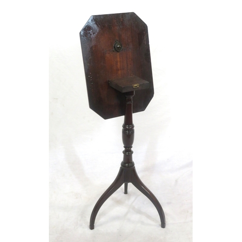 224 - Victorian mahogany hexagonal occasional table with tip-up top, vase turned column, on hipped tripod