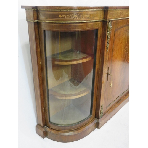 225 - Edwardian Sheraton inlaid breakfront credenza with ornate foliate & string inlay, ormolu mounts, pan... 