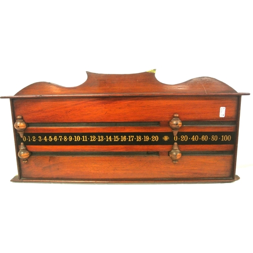 227 - Edwardian style mahogany snooker score board with shaped top