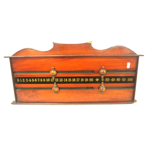 227 - Edwardian style mahogany snooker score board with shaped top