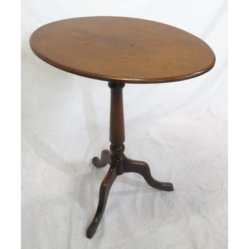 236 - Victorian oval occasional table with tip-up top, turned column, on hipped tripod