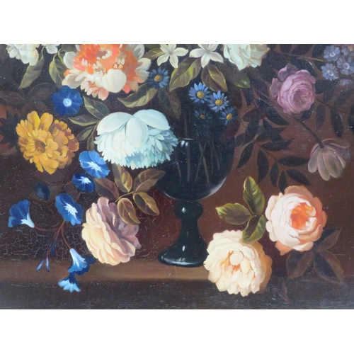 24 - English school 'Still life study of flowers in a vase' oil on canvas 64x54cm