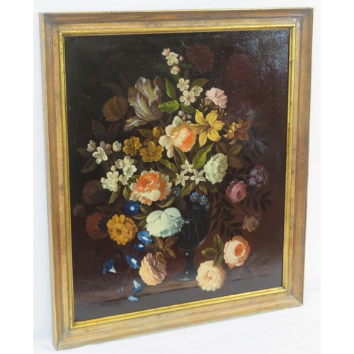 24 - English school 'Still life study of flowers in a vase' oil on canvas 64x54cm