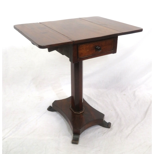 241 - Edwardian mahogany Pembroke table with drop leaves, pull-out supports, frieze drawer with bun handle... 