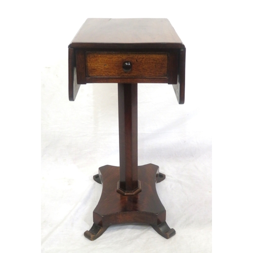 241 - Edwardian mahogany Pembroke table with drop leaves, pull-out supports, frieze drawer with bun handle... 