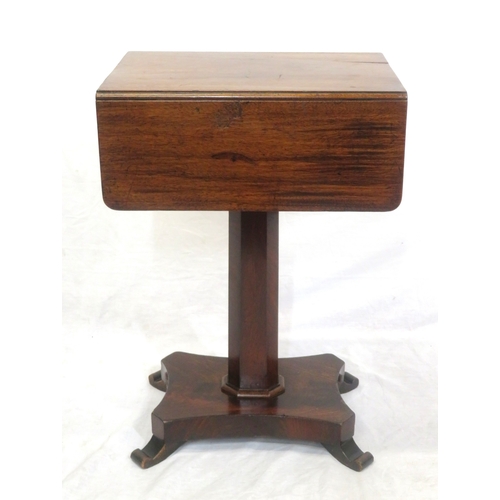 241 - Edwardian mahogany Pembroke table with drop leaves, pull-out supports, frieze drawer with bun handle... 