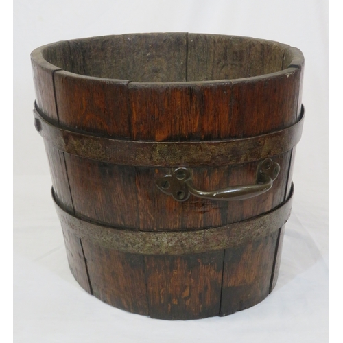 269 - Georgian style oval peat bucket with brass banding & shaped handles