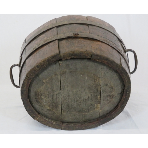 269 - Georgian style oval peat bucket with brass banding & shaped handles